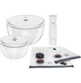 Starter set sottovuoto, vetro / M/L, 9-pz., transparente-bianco